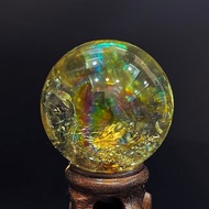 大片彩虹光黃水晶能量球36MM Rainbow Citrine Ball 黃水晶球
