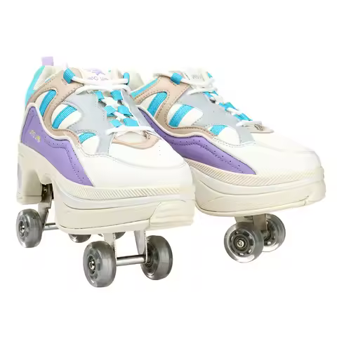 Size 40 41 Deformation Roller Skates Shoes Double Row 4-Wheel Skates Roller Shoes Dual-Purpose Rolle