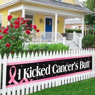 Meltelof I Kicked Cancer's Butt Large Banner Sign,Cancer Survivor Cancer Free Party Beat Cancer Part