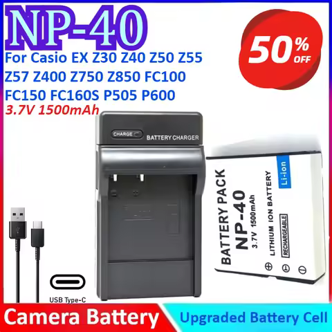 NP-40 3.7V 1500mAh Camera Battery+Charger For Casio EX Z30 Z40 Z50 Z55 Z57 Z400 Z750 Z850 FC100 FC15