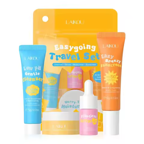 4pcs/set LAIKOU Skin Care Sets Facial Cleanser Serum Face Cream Facial Sunscreen Anti-Aging Whitenin