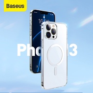 Baseus Magnetic Case for iPhone 13 Pro Max 13 Pro 13 Compatible with MagSafe Shock-Absorbing Corners Transparent Clear Magnet Back Cover Support Wireless Charging