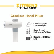 Kitmens KM-HM2 Wireless Cordless White Hand Mixer Small Lightweight Portable Handheld Mixer 6 Speed 