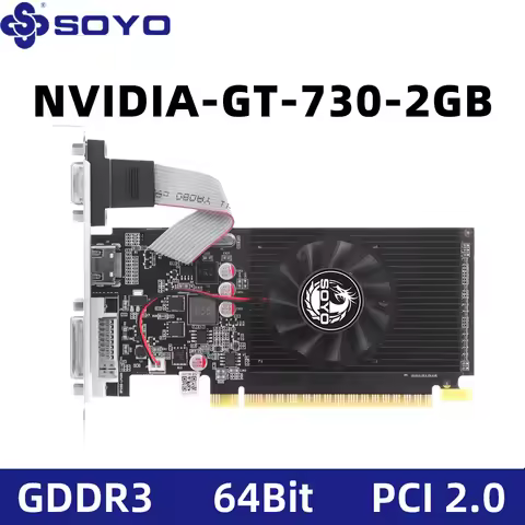SOYO NVIDIA GT 730 DDR3 2G Graphics Card PC Gaming 64bit Video card Computer Low Profile for Desktop