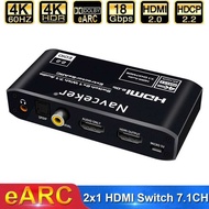 120Hz Navceker Earc De Audio Extractor Optical Tos.k 2.0 Switch 4K 60Hz HDMI Switcher Remote For