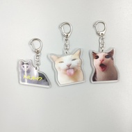 Huh Cat Crunchy Cat Meme Keychain Cat Chewing Acrylic Mica Keychain Hanging Backpacks Handbags Acces