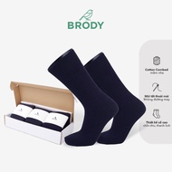 BRODY men's high-neck socks, box of 3 pairs, Navy Blue, high-quality Cotton Combed office socks - CB