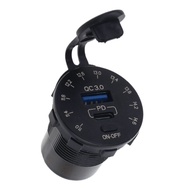 Quick Charge 3.0 Dual USB Car Charger Waterproof 18W 12V USB Outlet for 12V/24V Car Boat Marine ATV Bus Truck and More