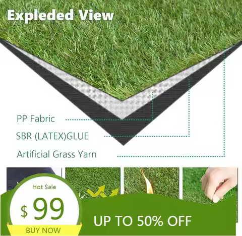 Artificial Grass Outdoor Rug, 10FT x 12FT (120 Square Feet) 0.8 inch Realistic Fake Synthetic Grass