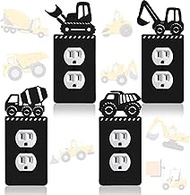 Peryiter 4 Pcs Light Switch Cover Wall Plate Outlet Single Toggle Light Switch Plates Cover for Home