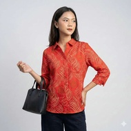 KEMEJA KATUN MERAH 42605/9 | PREMIUM LINEN COTTON SHIRT NO STRETCH LONG SLEEVE CHINESE NEW YEAR RED 