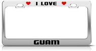 I Love Guam United States License Plate Frame Tag Holder