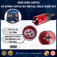 Ready Stock 10PCS Bi-Metal Hole Saw Kit, 19mm-57mm High Speed Steel M42 Drill Hole Cutter