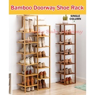 【Bamboo Doorway Shoe Rack】Minimalist Wooden Shoe Shelf/ 6/7/8 Tier Shoe Rack/Rainbow Culture
