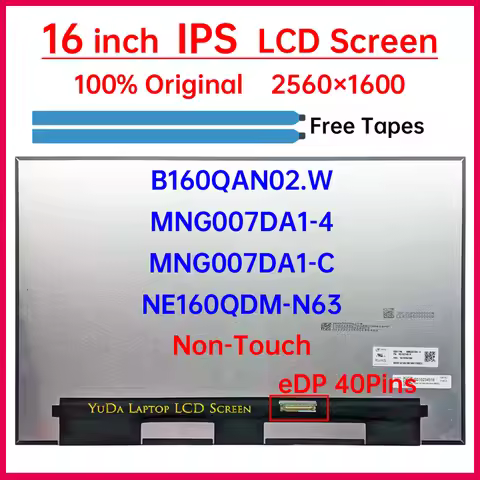 16 Inch Laptop LCD Screen NE160QDM-N63 B160QAN02.W MNG007DA1-4 MNG007DA1-C Display Matrix Panel Repl