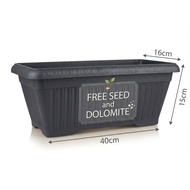 Long Planting Pot Pasu Bunga Panjang 40cm Rectangular Garden Pot rectangular long pot
