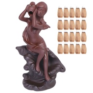 1 Set Incense Burner Woman Image Decorative Exquisite Workmanship Conch Female Backflow Agarwood Fur