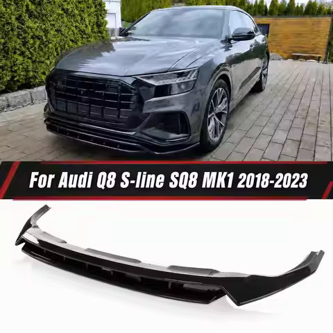 Front Bumper Lip Kits For Audi Q8 S-line SQ8 MK1 2018-2023 GT Style Glossy Black ABS GT Style Access