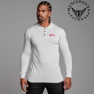 Muscleguys Men's Fitness Slim POLO Shirt Fashion Casual Business Long Sleeve T Shirt