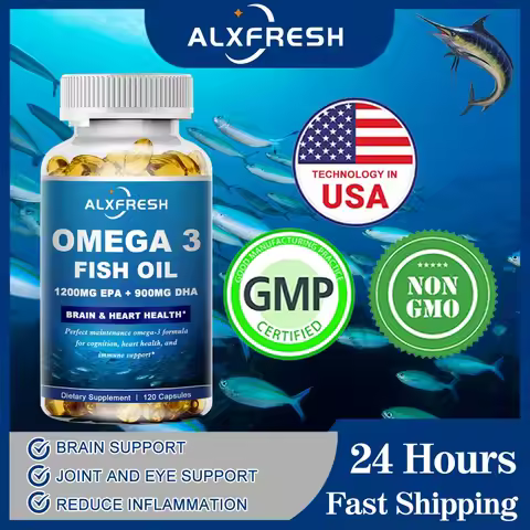 Alxfresh Wild Caught Omega 3 Fish Oil– 120/60 Soft Gels –3600mg High EPA 1300mg DHA 900mg Non-GMO Gl