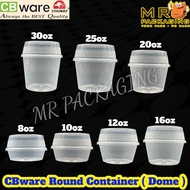 CB R 225 250 12 16 20 25 30 oz Round Container with Dome Lid ( 25sets± ) Disposable Plastic Food Box