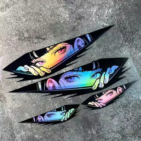 1 Set Anime Eyes Stickers Laser Effect JDM Style for Cars Motorcycles Bicycles