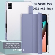 Redmi Pad Case 10.61 inch Tablet  Built in Pen Slot DIY Transparent Airbag Shockproof Flexible Soft Back Casing Flip With Pen Holder Foldable Stand Smart Cover For Xiaomi Redmi Pad 2022 Case