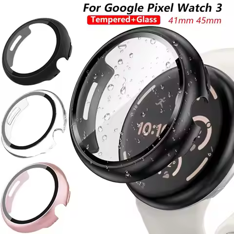 Glass+Case For Google Pixel Watch 3 41mm 45mm All-Around Screen Protector Hard PC Bumper Tempered Gl