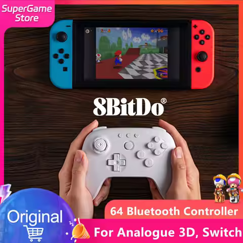 8Bitdo 64 Bluetooth Controller for Analogue 3D, Switch, Windows, and Android (Black) N64 Bluetooth