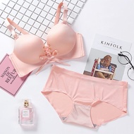 Thick Underwear Bra Set Push up Drawstring Super Thick 6cm Small Chest Flat Chest Seamless AA Cup Wo