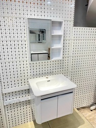 Bộ tủ lavabo kèm tủ gương có đèn led size 60cm màu trắng