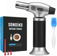 Sondiko Butane Torch, Refillable Kitchen Torch Lighter, Fit All Butane Tanks Blow Torch with Safety Lock and Adjustable Flame for Desserts, Creme Brulee, BBQ and Baking(Butane Gas Not Included)