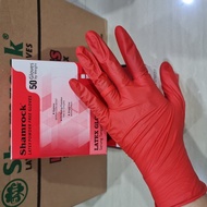 Handscoon SHAMROCK Red Ecer Sepasang Sarung Tangan Karet Lateks Latex Powder Free Merek Merk Warna W