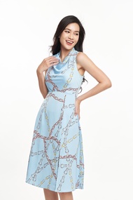 N&M Đầm Nữ in họa tiết Chain Print Luxury cổ đổ 2211005