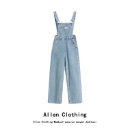 Allen Clothing Jumpsuit denim Wide Leg Loose retro Women Korean Style