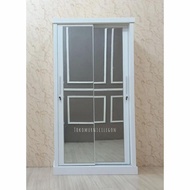 Lemari pakaian sliding 2 pintu full kaca kecil