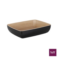 Zicco Melamine Rectangle Deep Bowl L32.5xW26.5xH7.5cm, Black Wood Grain, The Potala Series