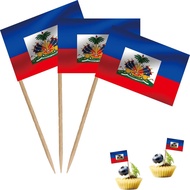 Bendera Pencungkil Gigi Haiti, Hiasan Bendera Kecil untuk Kek Cawan Buah Koktel Mini Nasional Haiti,