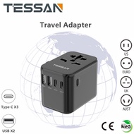 Universal Adapter with USB 5.6A 3 USB C, TESSAN Universal Adapter  2 USB Ports, Worldwide Travel Adapter, All-in-one Outlet Adapter Converter USA to Europe UK EU AUS (Type C/G/A/I)