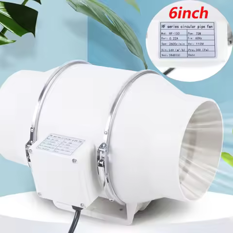 6" Inline Duct Fan Ventilation Exhaust Blower Fans Quiet for Ducting 75W
