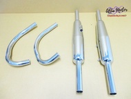 HONDA CD175 CD125K3 CA175 -- EXHUAST MUFFLER & HEADER PIPE "CHROME" SET #ท่อไอเสีย ท่อคู่ ทรง TR พร้