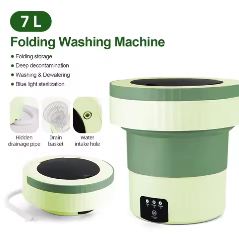 7L Small Folding Washing Machine Portable Washing Machine Automatic Modes Laundry Clothes Laundry Bu