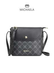 MICHAELA Checkered Flap Sling Bag Sophisticated Two-Tone Letter Spacious Crossbody Bag HB5508015 XD