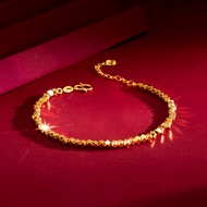 24K Real Gold 9999 High Level Disco Beads Broken Gold Bracelet For Women 18K Gold China-Chic Niche H