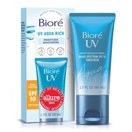 Biore UV Aqua Rich Daily Hydrating Facial Moisturizer with SPF 50 | Oil Free Sunscreen & Primer for 