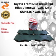 Toyota Front Disc Brake Pad Hilux / Innova - GUN125 / GUN126 / GUN135 (04465 0K360/04465-0K391)