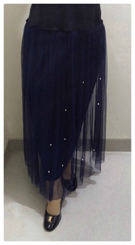 Preloved Rok Panjang Tutu Biru Navy Pinggang Karet