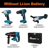 4-In-1 Angle Grinder Electric Tools Set Brushless Electric Impact Wrench Rotary Hammer Drill 125mm Electric Drill For 18V Battery