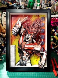 港漫 90年代 海虎💥 海虎爆破拳💥 一百萬匹力量💥 自毁境界💥 3D画 立體画 立體紙藝 “紙雕繪”藝術🎨 ( A4 尺寸 ) 連畫框 **歡迎查詢訂製🔍**