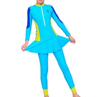 UPF50+ Girls Full Body Rashguard Swimsuit One-Piece Zipper Long Sleeve Big Girl Children Swimweaer UV Protective Beach Wear